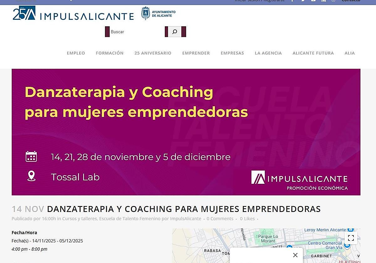 Curso de 'Danzaterapia y coaching para mujeres emprendedoras'.