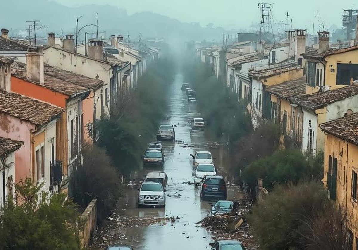 Efectos de la riada en la Vega Baja en una imagen de archivo.