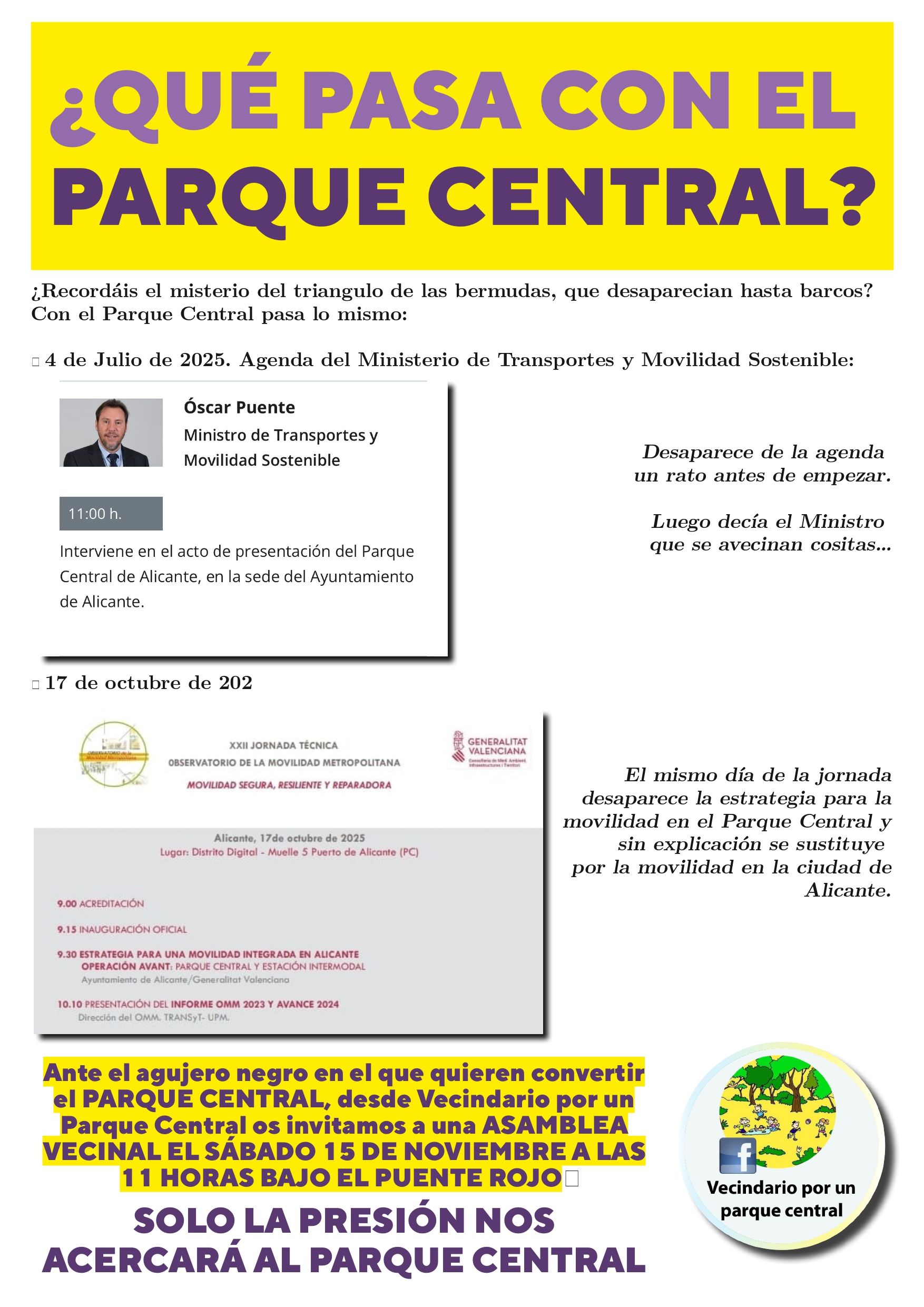 Cartel de la asamblea.