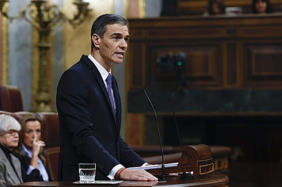 El presidente del Gobierno, Pedro Sánchez, este miércoles en el Congreso de los Diputados.