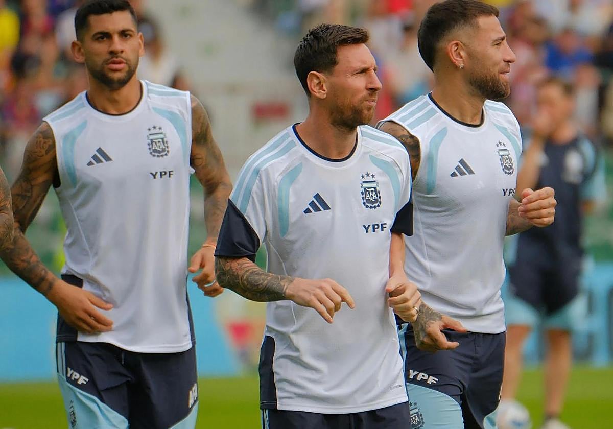 Leo Messi durante el entrenamiento.
