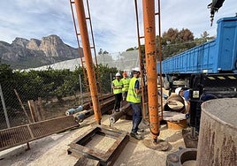 Imagen del inicio de las obras en el pozo de Rotes