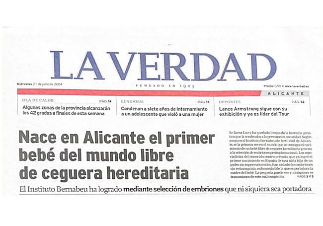Portada del diario 'LA VERDAD' (Grupo Vocento), en su extinta edición de Alicante, dedicada a un logro de Bernabeu.