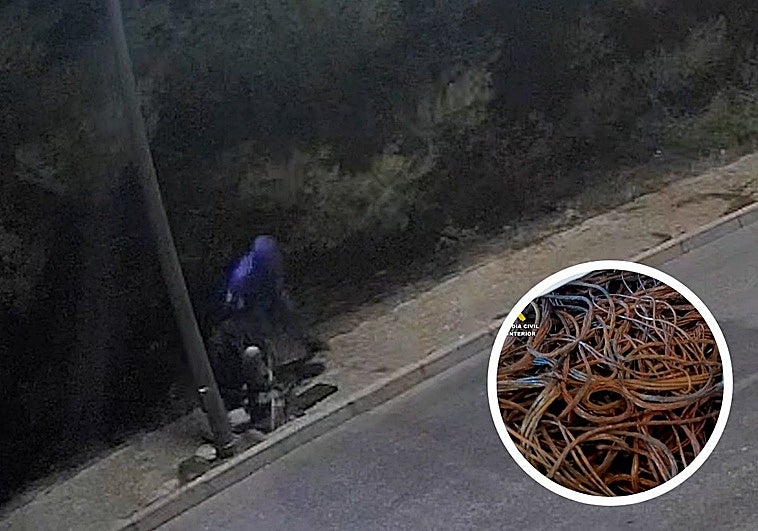 Cameras capture one of the suspects stealing copper/Copper stolen by the criminal group.