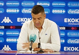 Rubén Torrecilla, ese miércoles, durante su despedida del Hércules.