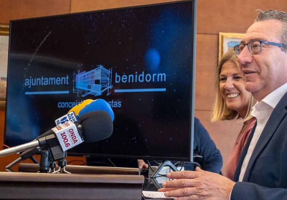 Toni Pérez and Mariló Cebreros during the presentation of Beninadal