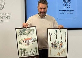 José Antonio Román presenta el vídeo y los carteles del XXV aniversario del Palmeral de Elche.