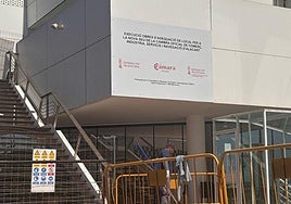 Obras de la nueva sede de la Cámara de Comercio de Alicante en el puerto.