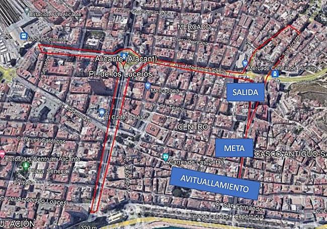 Mapa de la San Silvestre de Alicante.