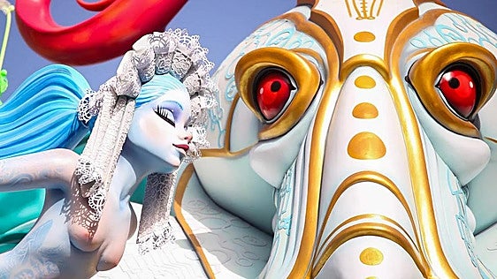 Detalle de la hoguera 'Génesis' de Florida Portazgo, ganadora de Especial 2026.